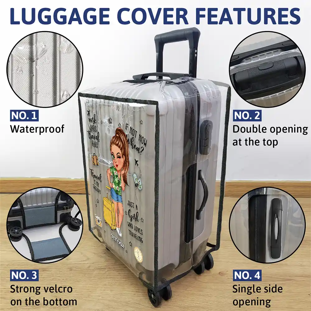 Turban Just A Girl Who Loves Traveling - Personalized Clear Luggage Cover - Image 4