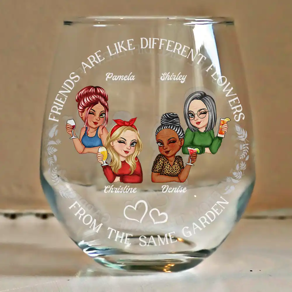 Turban Women Grow An Old Friend Bestie - Personalized Stemless Wine Glass - Image 4