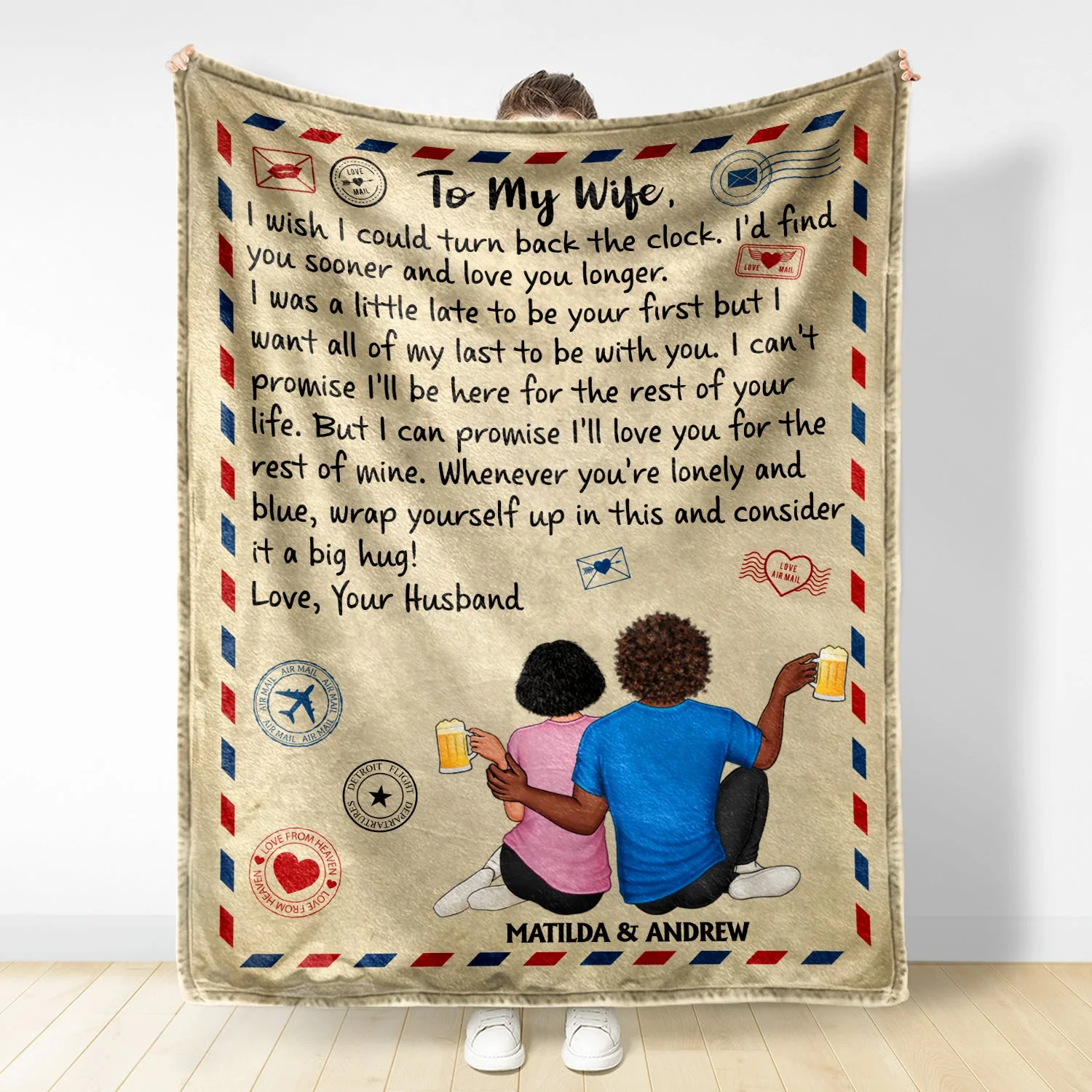 Turn Back The Clock - Gift For Couples, Husband, Wife, Family - Personalized Fleece Blanket - Image 2