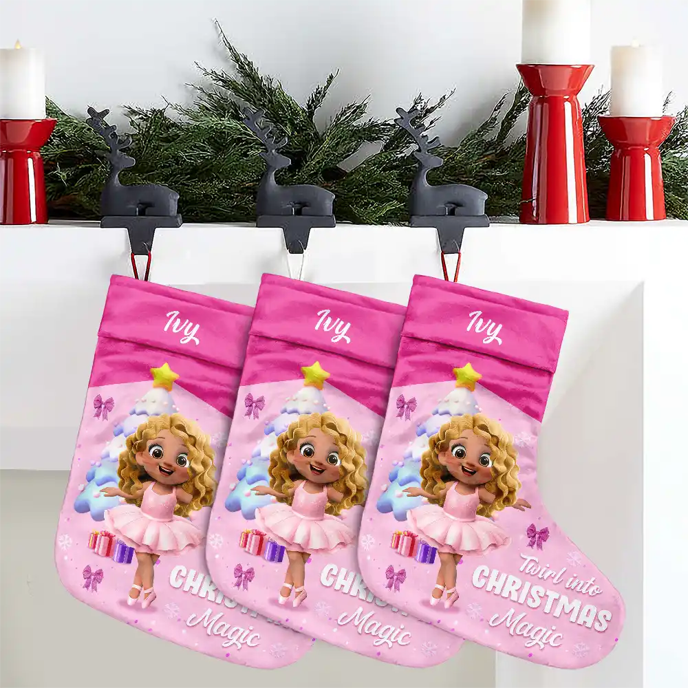 Twirl Into Christmas Magic - Personalized Christmas Stocking - Image 4