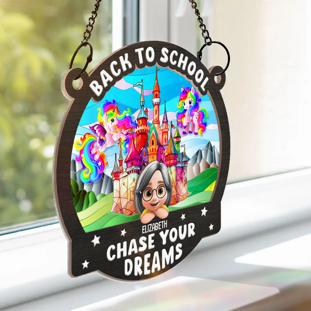 Unicorn Chase Your Dreams - Personalized Window Hanging Suncatcher Ornament - Image 3