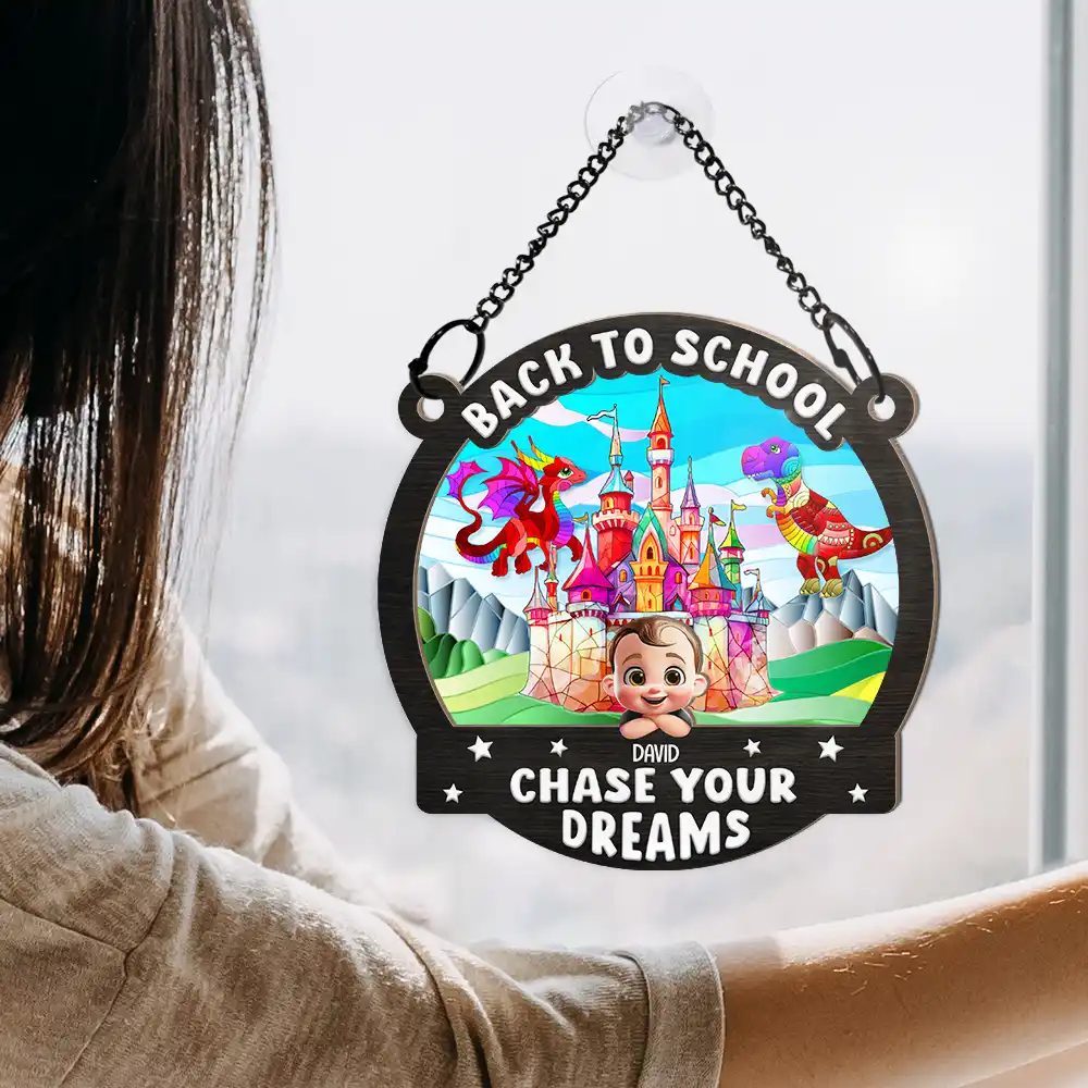 Unicorn Chase Your Dreams - Personalized Window Hanging Suncatcher Ornament - Image 4