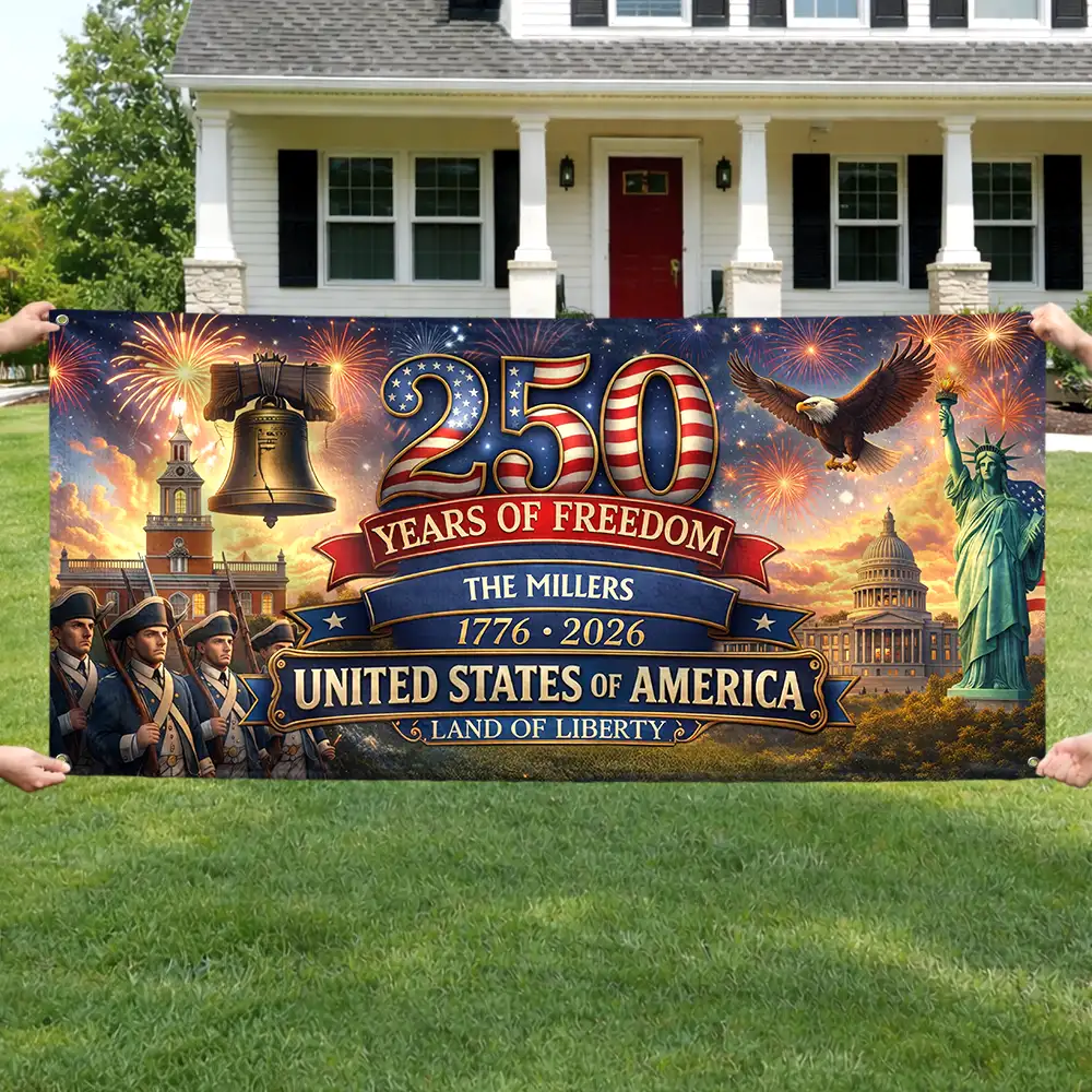 USA 250th Anniversary Land Of Liberty - Personalized Horizontal Banner - Image 4