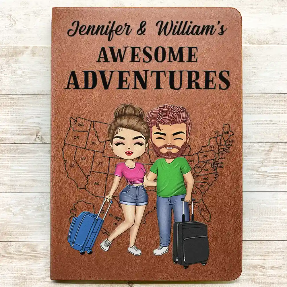 USA Travel Road Trip Camping Adventures - Personalized Leather Journal - Image 3