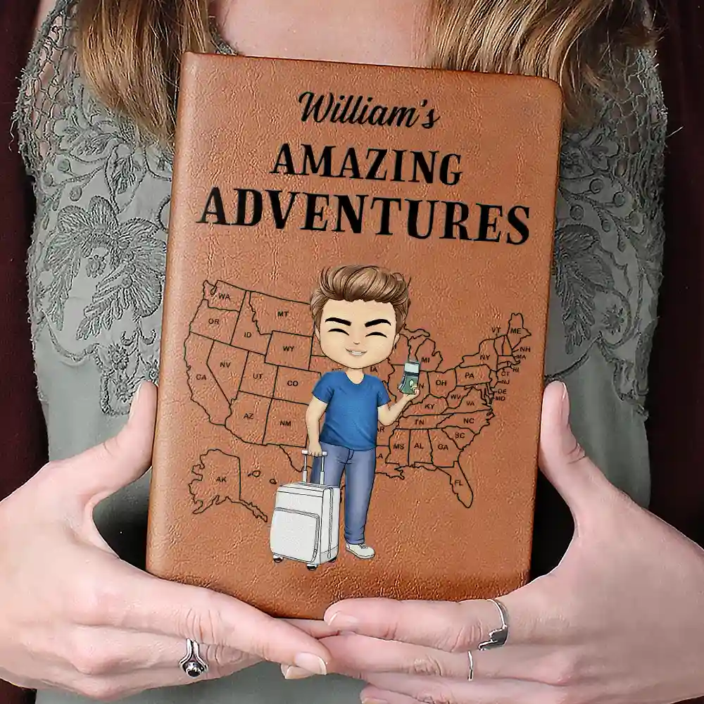 USA Travel Road Trip Camping Adventures - Personalized Leather Journal - Image 4
