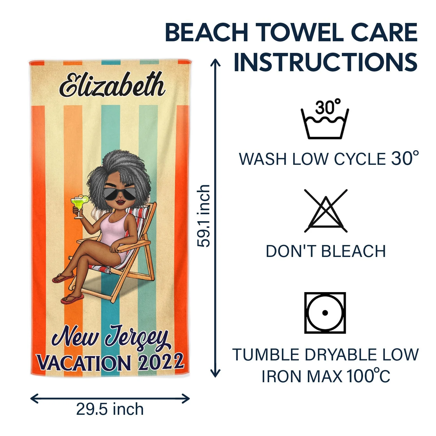 Vacation Beach Swimming Picnic Traveling - Birthday, Holiday, Funny Gift For Her, Him, Besties, Family - Personalized Custom Beach Towel - Image 6