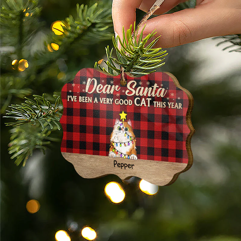 Very Good Cats This Year Flannel Christmas Cat - Christmas Gift For Cat Lovers - Personalized Custom Wooden Ornament, Aluminum Ornament - Image 3