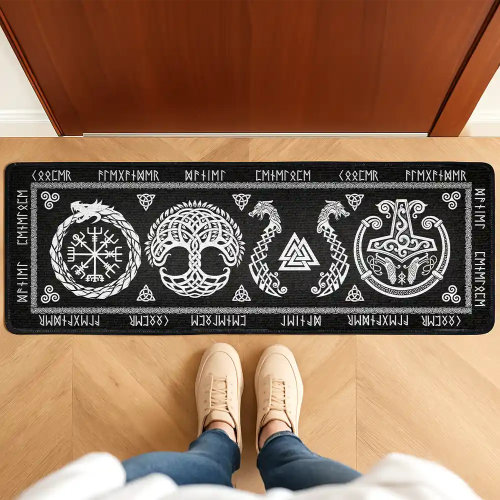 Viking Runes Custom Family Name Scandinavia - Personalized Runner Rug - Image 2