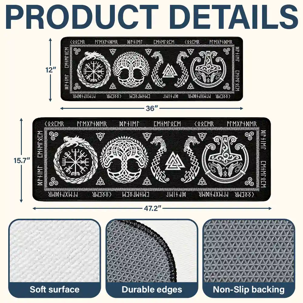 Viking Runes Custom Family Name Scandinavia - Personalized Runner Rug - Image 4
