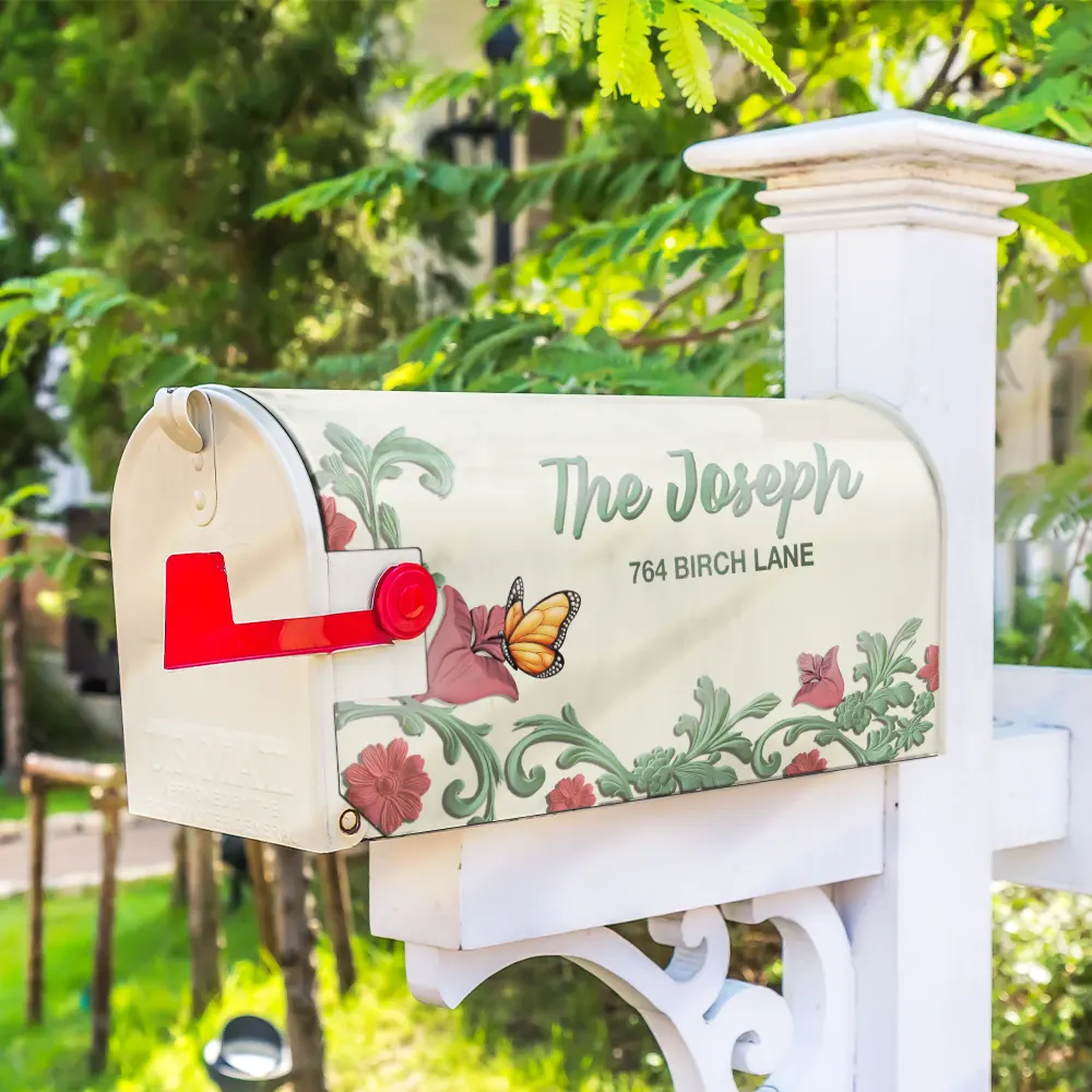 Vintage Floral And Bird - Personalized Mailbox Cover - Image 4