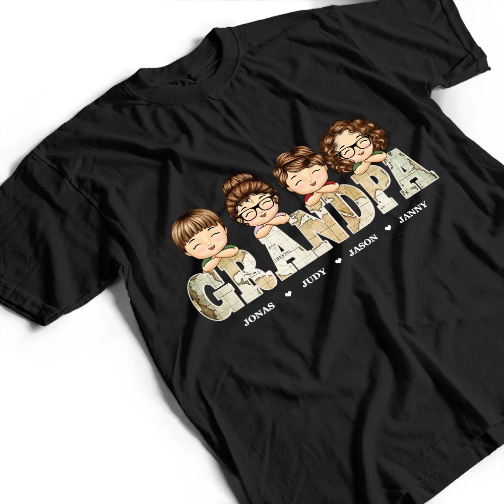 Vintage Map Dad Grandad Title - Personalised T Shirt - Image 3
