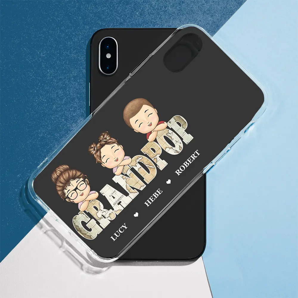 Vintage Map Titles Chibi Kids - Personalized Clear Phone Case - Image 5