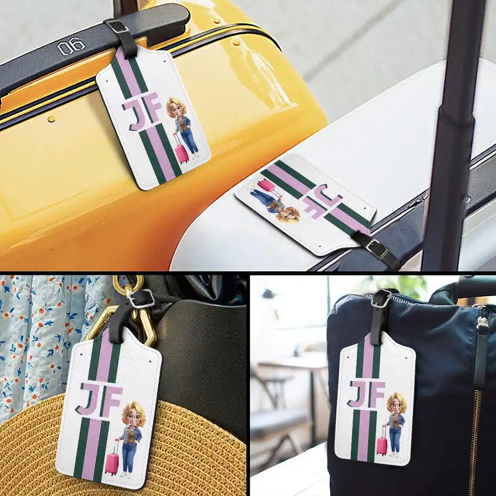 Vintage Monogram Travel - Personalized Luggage Tag - Image 3