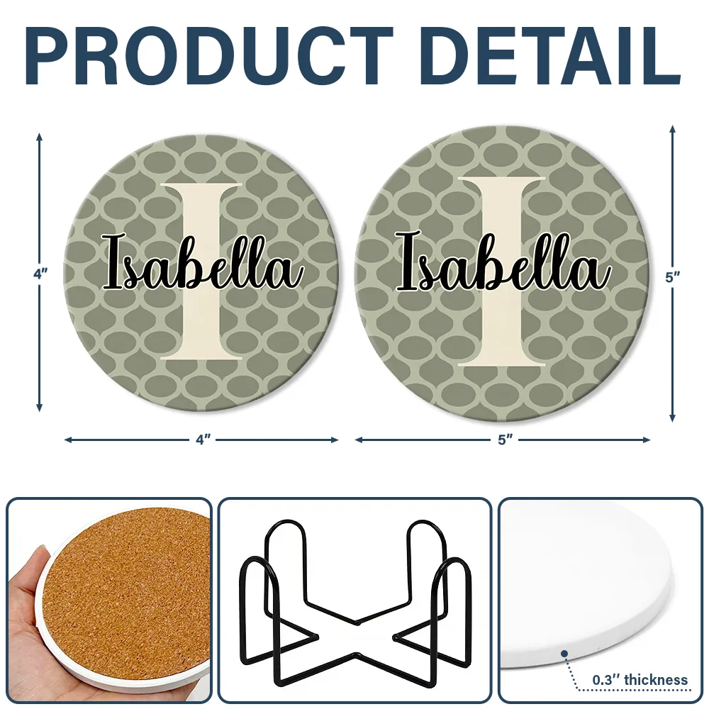 Vintage Pattern Name - Personalized Ceramic Coaster - Image 5