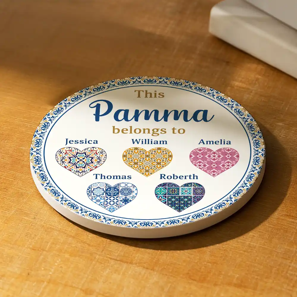 Vintage Pattern This Nana Belongs To - Personalized Ceramic Coaster - Image 2