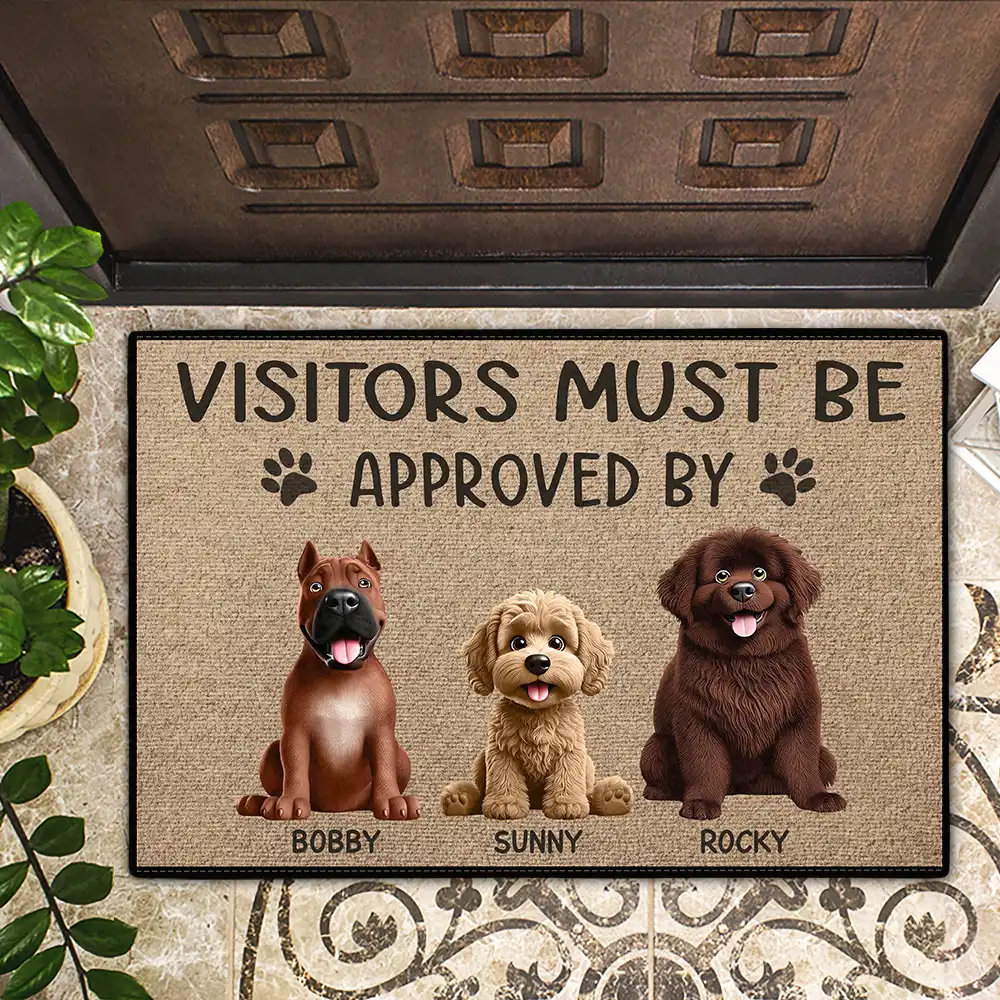 Visitors Must Be Approved By Dogs 3D Effect - Personalized Doormat - Image 2