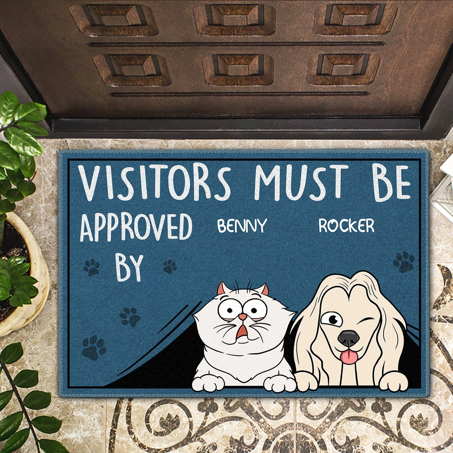 Visitors Must Be Approved By - Home Decor For Dog, Cat, Pet Lovers - Personalized Doormat - Image 2