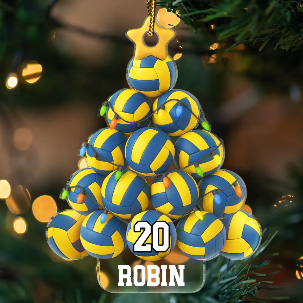 Volleyball Christmas Tree - Personalized Custom Shaped Acrylic Ornament - Image 3