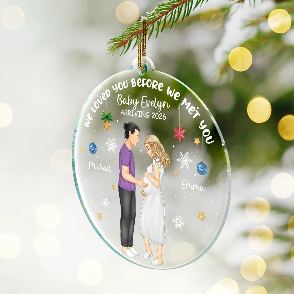 Waiting For Expecting Baby - Personalized Custom Shaped Acrylic Ornament - Image 2