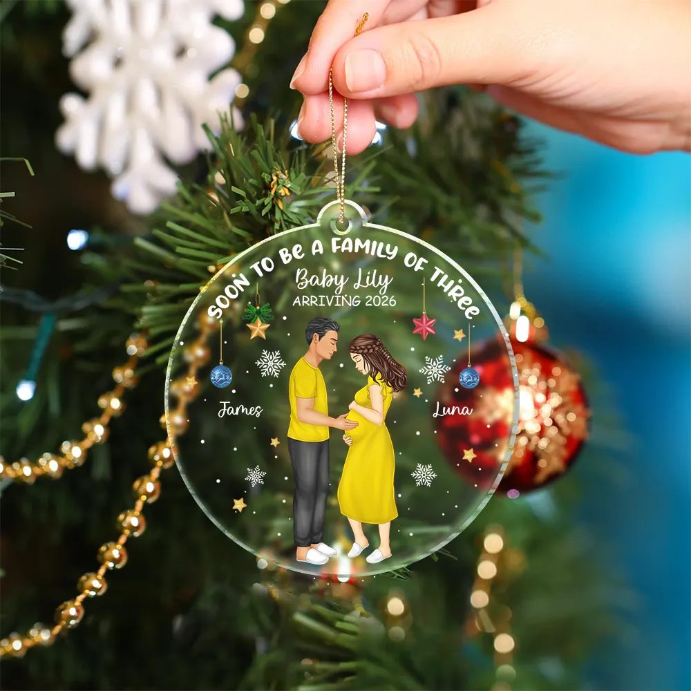 Waiting For Expecting Baby - Personalized Custom Shaped Acrylic Ornament - Image 4