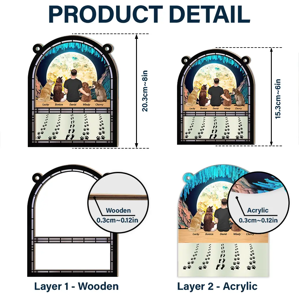 Walking Dog Dad - Personalized Window Hanging Suncatcher Ornament - Image 5