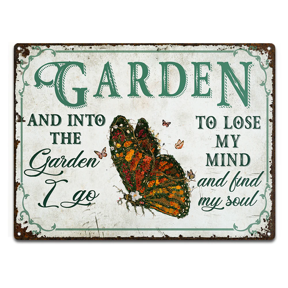 Wander Prints Gift For Gardening Lovers - Butterfly Rustic Metal Signs - Yard Decor, Birthday, Housewarming Gift AZCS