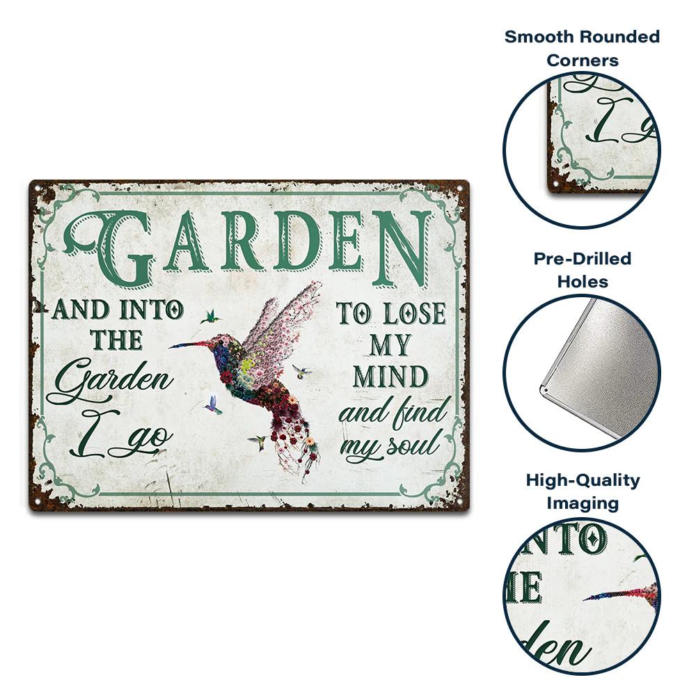 Wander Prints Gift For Gardening Lovers - Hummingbird Rustic Metal Signs - Yard Decor, Birthday, Housewarming Gift AZCS - Image 3