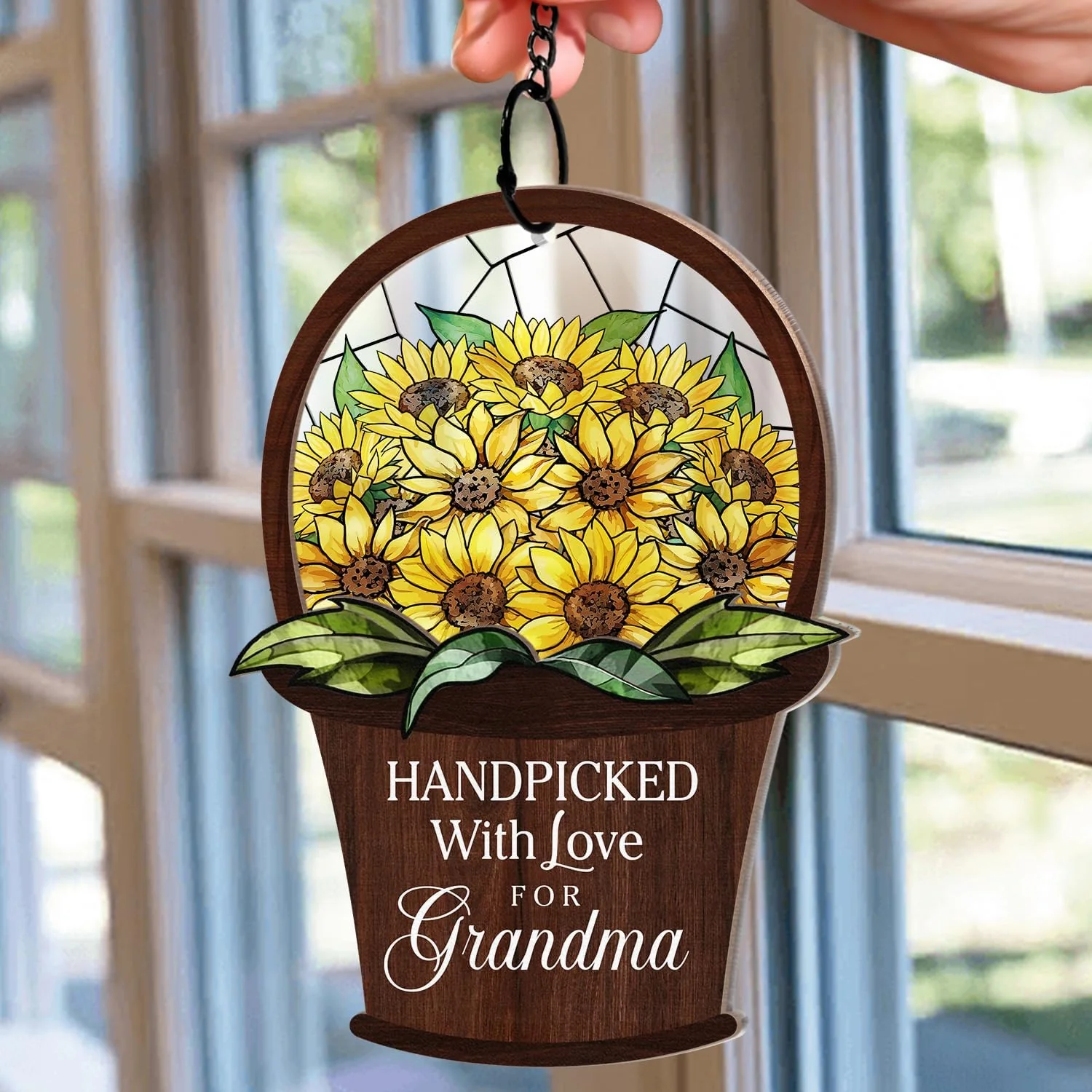 Wander Prints Gift For Grandma - Handpicked With Love Window Hanging Suncatcher Ornament - Mother’s Day, Birthday Gift AZCS - Image 4