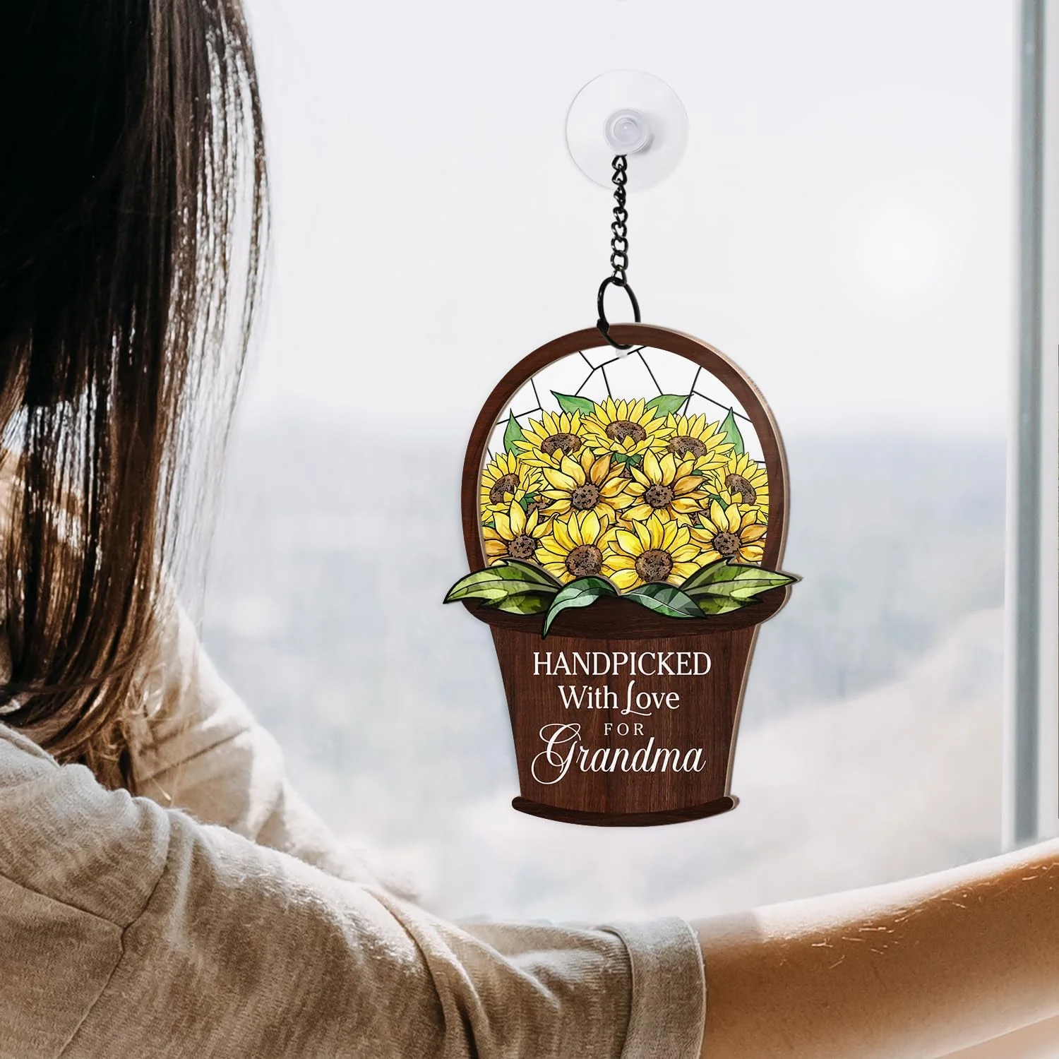 Wander Prints Gift For Grandma - Handpicked With Love Window Hanging Suncatcher Ornament - Mother’s Day, Birthday Gift AZCS - Image 6