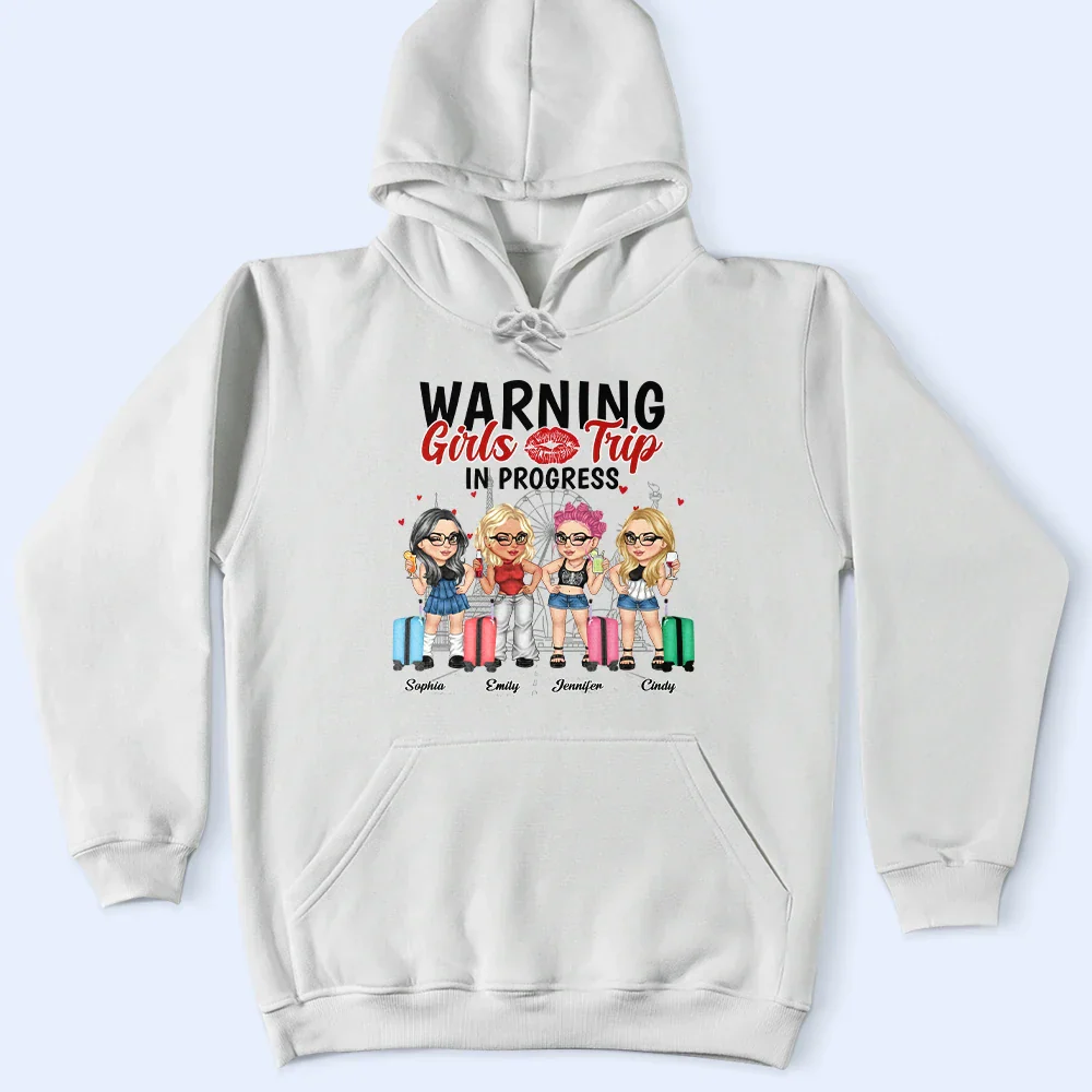 Warning Girls Trip In Progress - Personalized T Shirt - Image 4