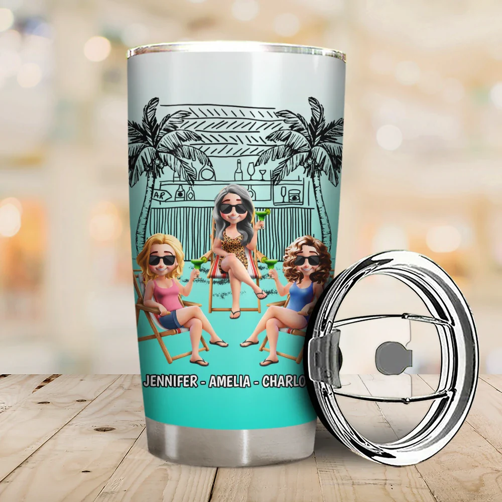 Warning The Girls Are Drinking Again Beach - Personalized Tumbler - Image 2