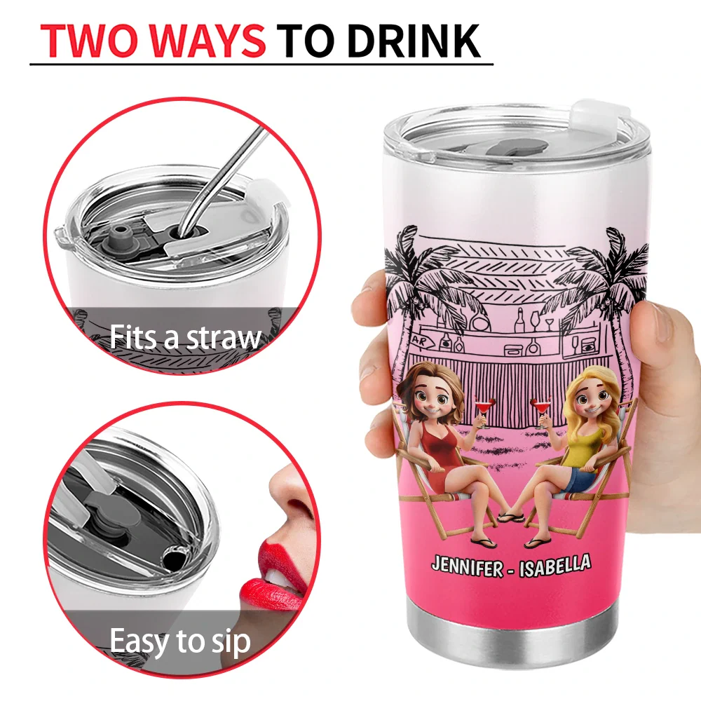 Warning The Girls Are Drinking Again Beach - Personalized Tumbler - Image 4
