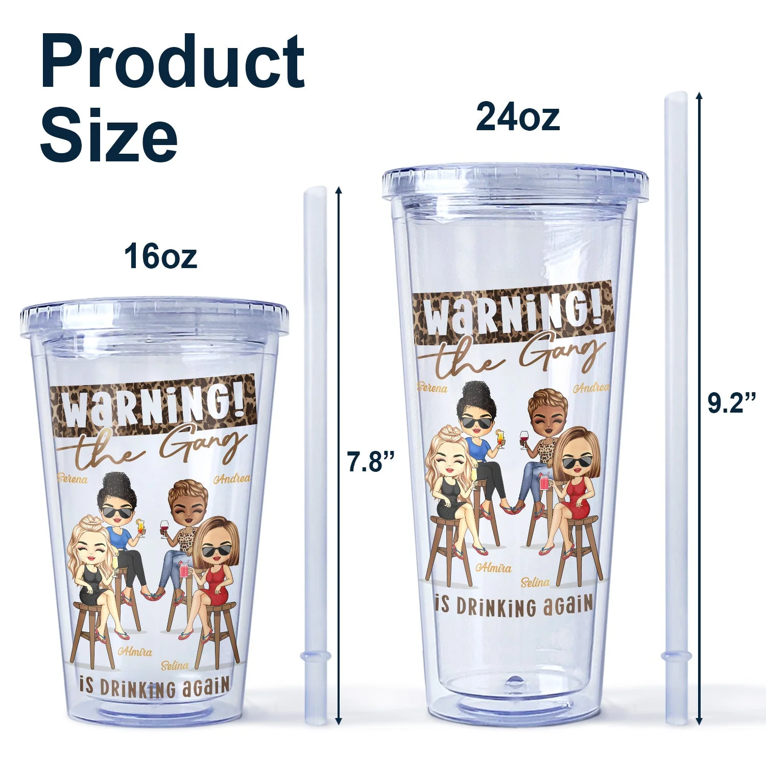 Warning The Girls Are Drinking Again Fashion Girl - Birthday, Travel Gift For Besties, Best Friends, Colleagues, Sisters - Personalized Acrylic Insulated Tumbler With Straw - Image 5