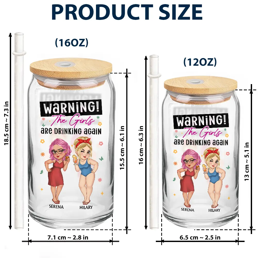 Warning The Girls Are Drinking Again - Personalized Clear Glass Can - Image 5