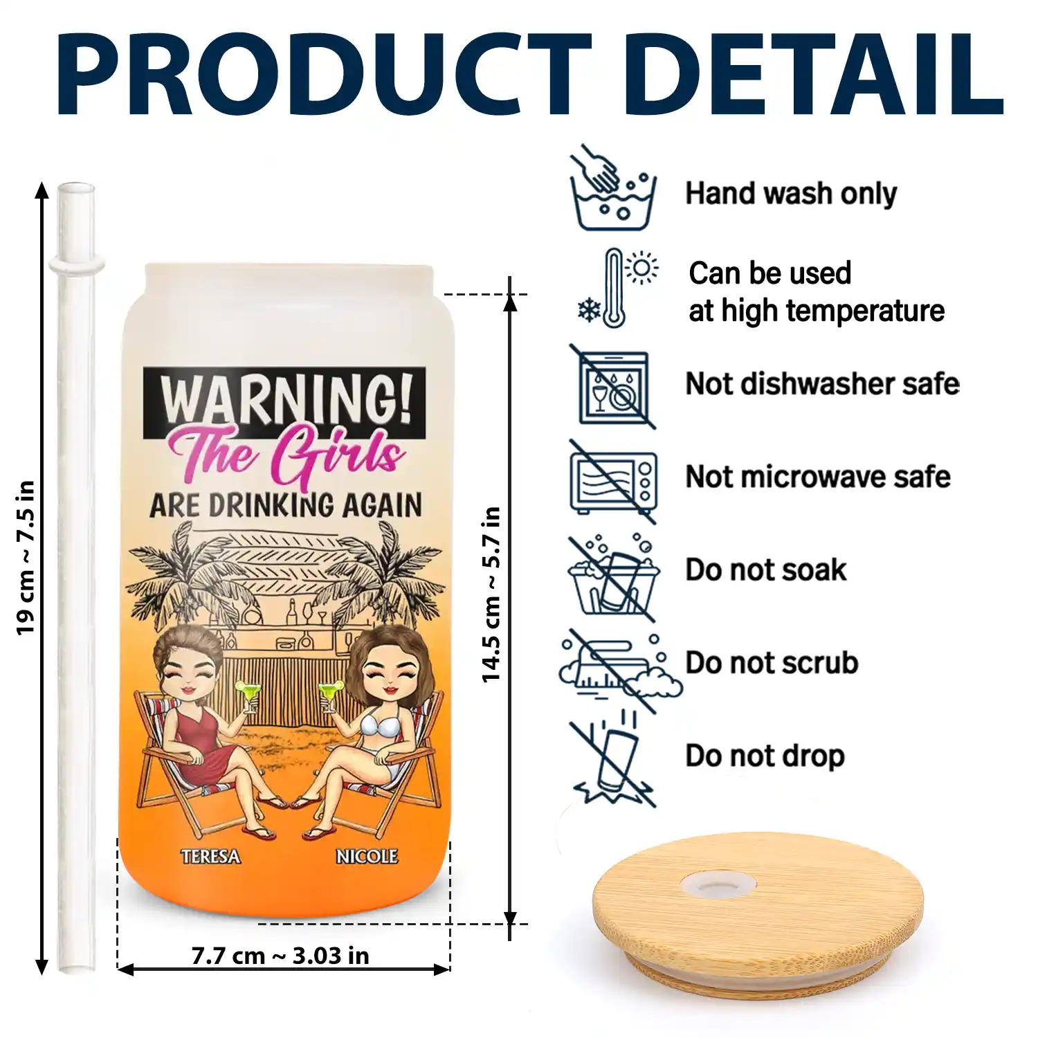 Warning The Girls Are Drinking Again - Personalized Ombre Frosted Glass Can - Image 4
