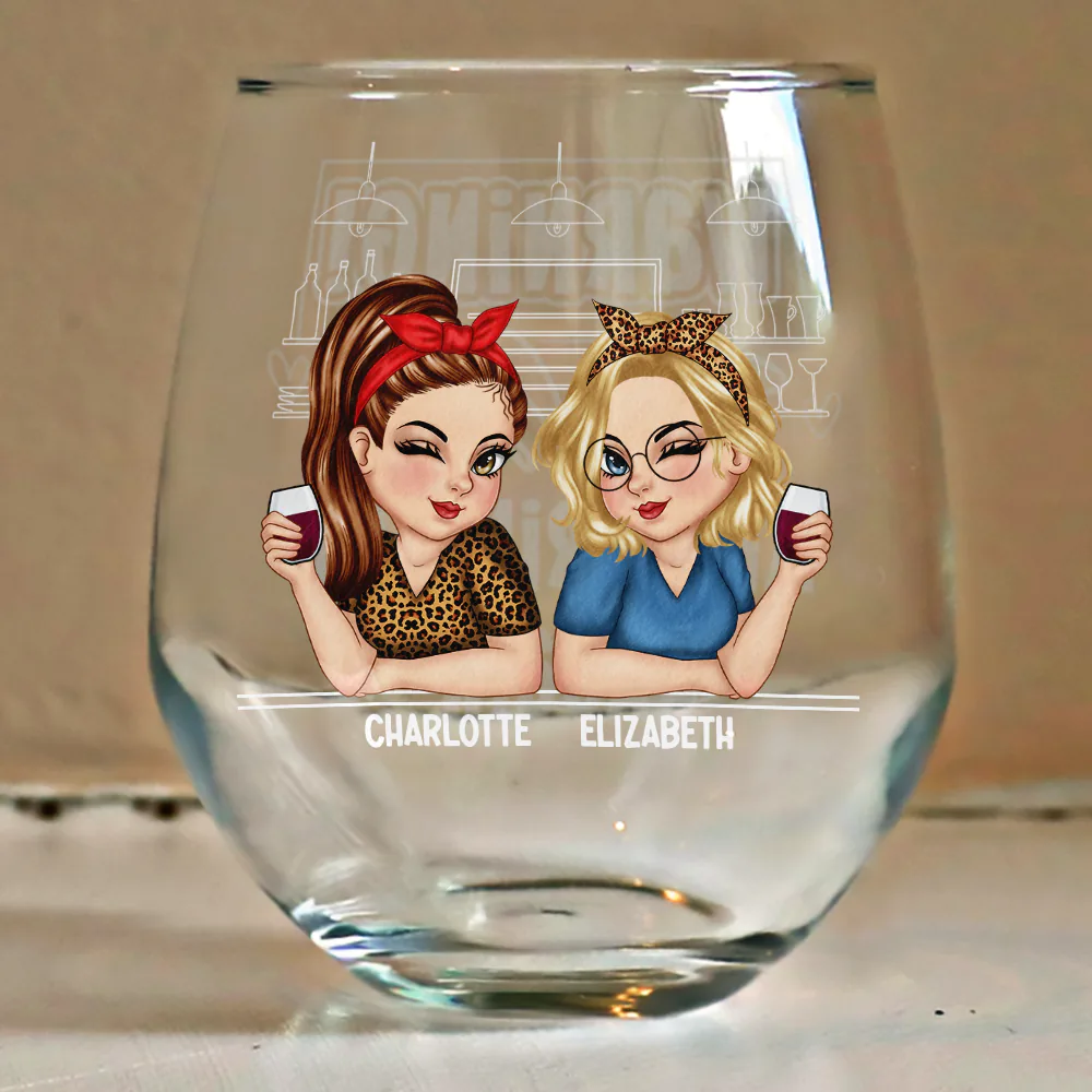 Warning The Girls Are Drinking Again - Personalized Stemless Wine Glass - Image 4