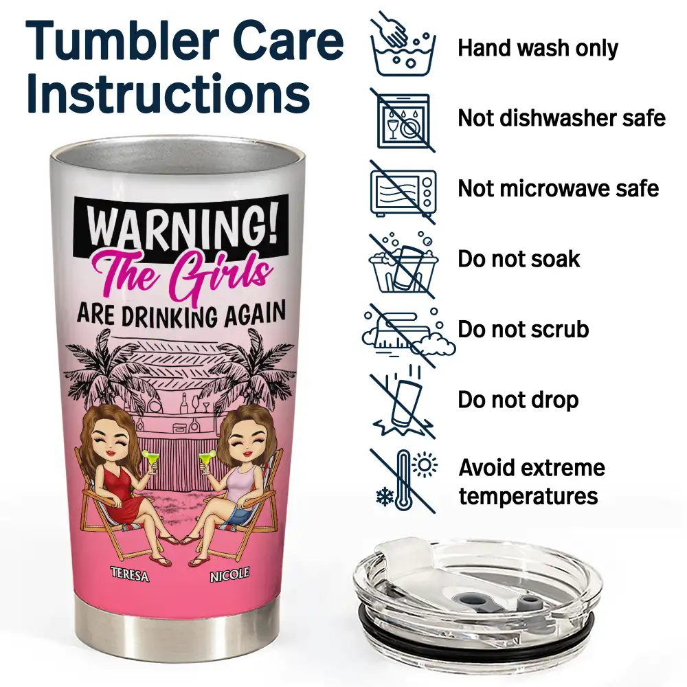 Warning The Girls Are Drinking Again Summer - Personalized Tumbler - Image 5