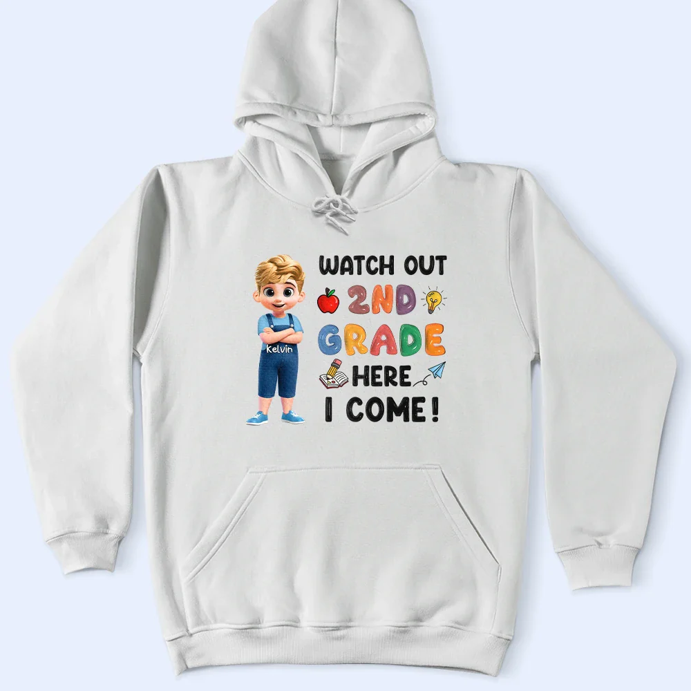 Watch Out Kindergarten Here I Come 3D Effect Kid - Personalized T Shirt - Image 4