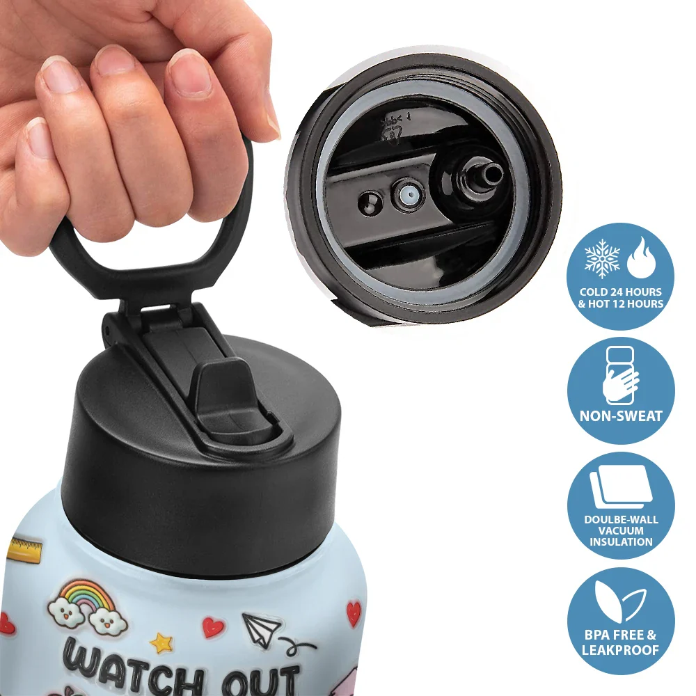 Watch Out Kindergarten Here I Come - Personalized Kids Water Bottle - Image 4