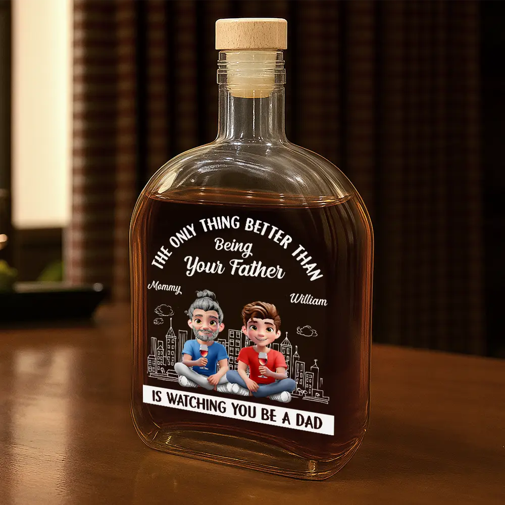 Watching You Be A Dad - Personalized Whiskey Bottle - Image 2