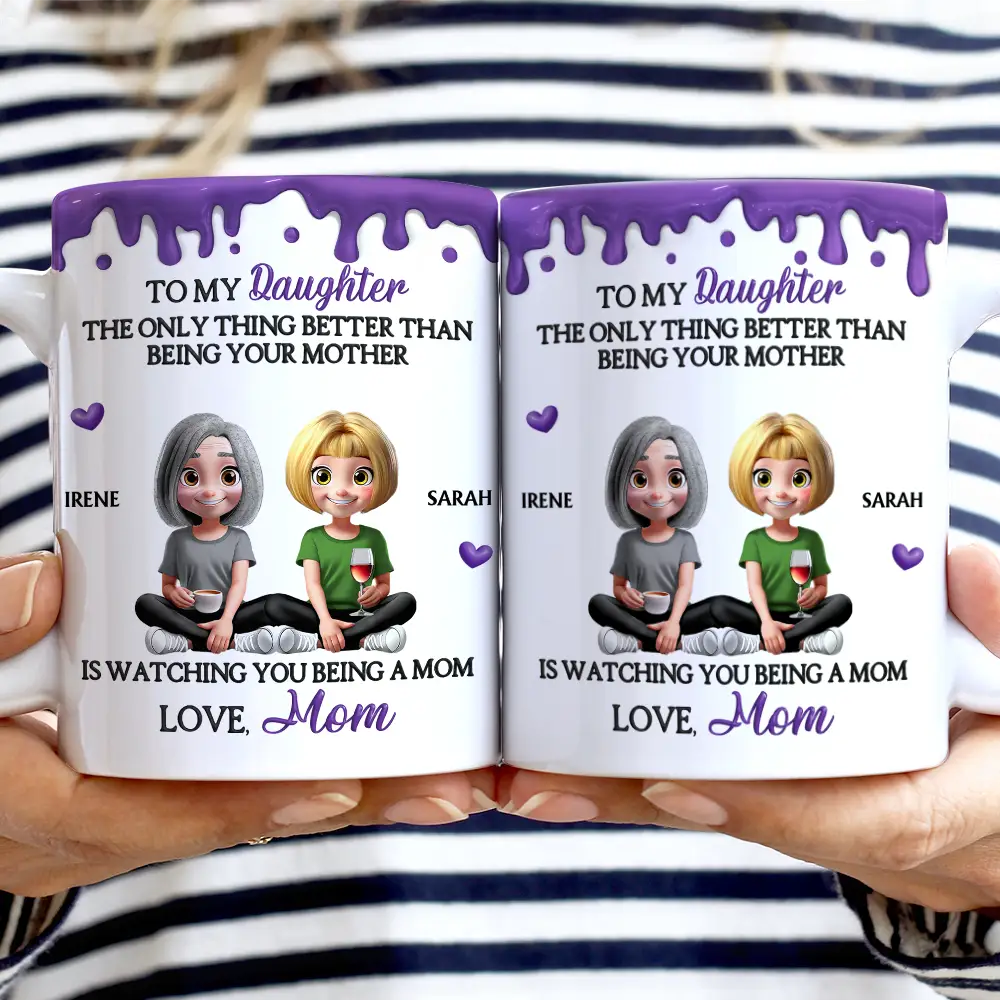 Watching You Be A Mom - Personalized White Edge-to-Edge Mug - Image 2