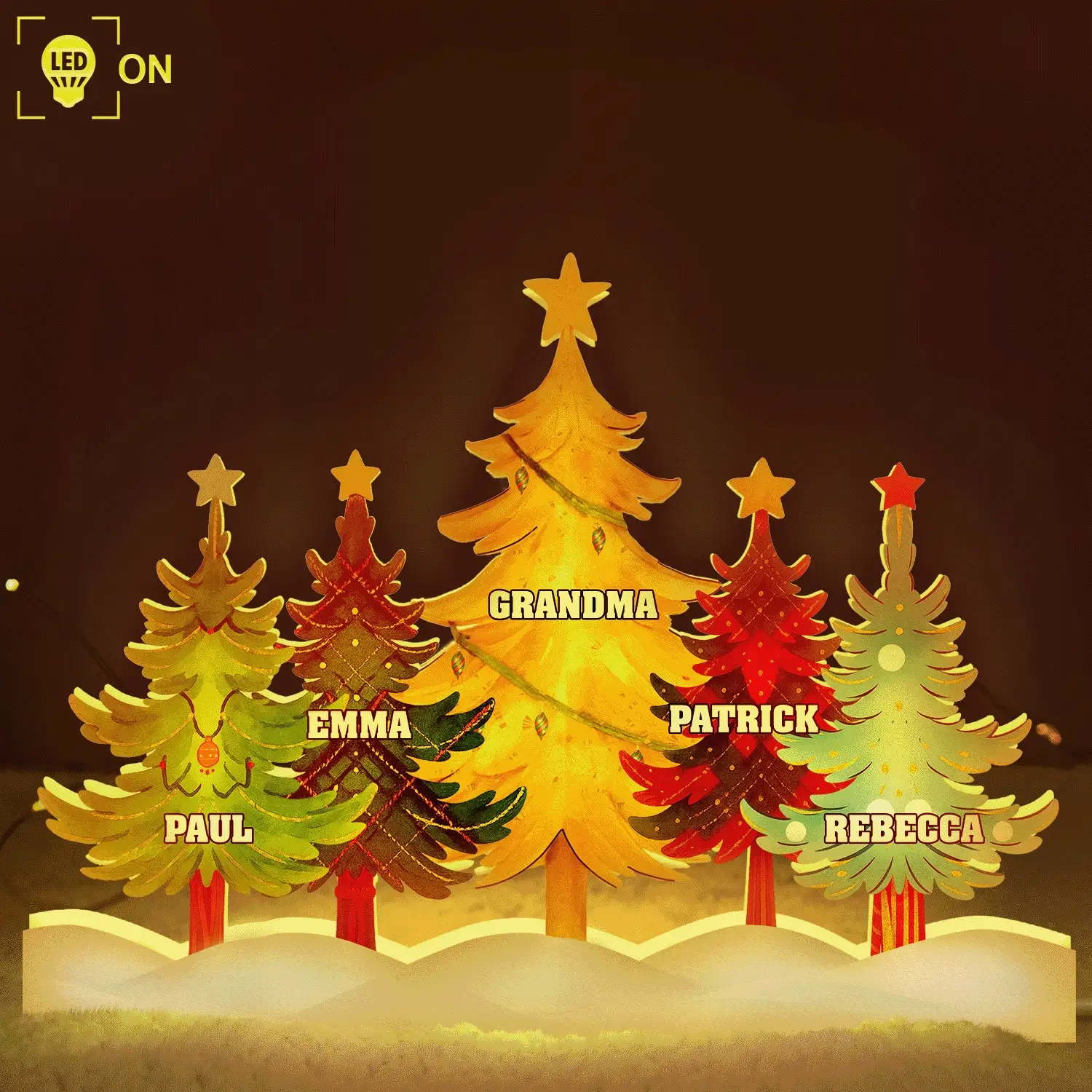 Watercolor Christmas Tree - Personalized Custom Shaped Light Box - Image 2