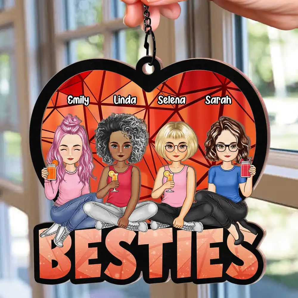 We Are Besties Sisters Forever - Personalized Window Hanging Suncatcher Ornament - Image 2