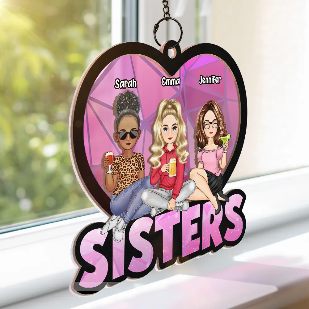 We Are Besties Sisters Forever - Personalized Window Hanging Suncatcher Ornament - Image 3