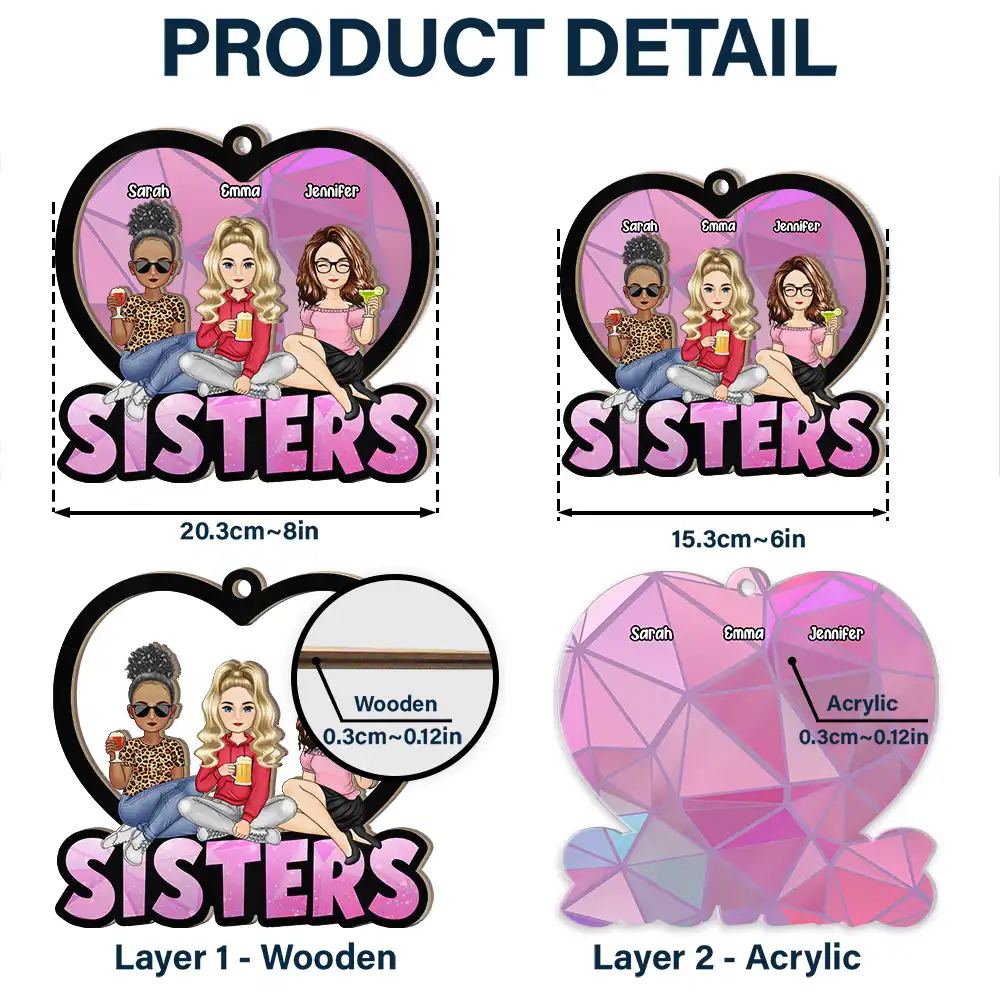 We Are Besties Sisters Forever - Personalized Window Hanging Suncatcher Ornament - Image 5