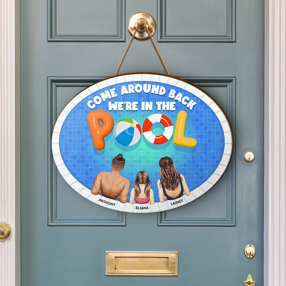 We Are In The Pool - Personalized Custom Shaped Wood Sign - Image 3