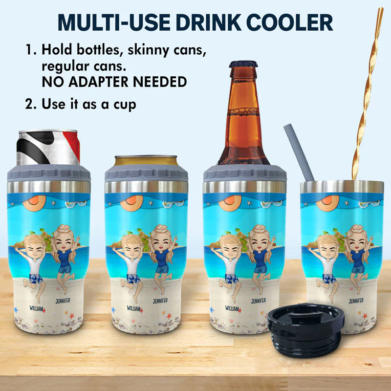We Are Like A Small Travel Gang - Gift For Best Friends - Personalized Custom Triple 3 In 1 Can Cooler - Image 2
