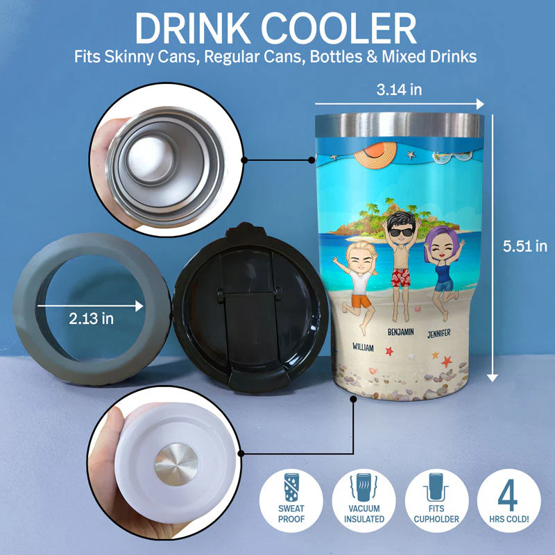 We Are Like A Small Travel Gang - Gift For Best Friends - Personalized Custom Triple 3 In 1 Can Cooler - Image 4