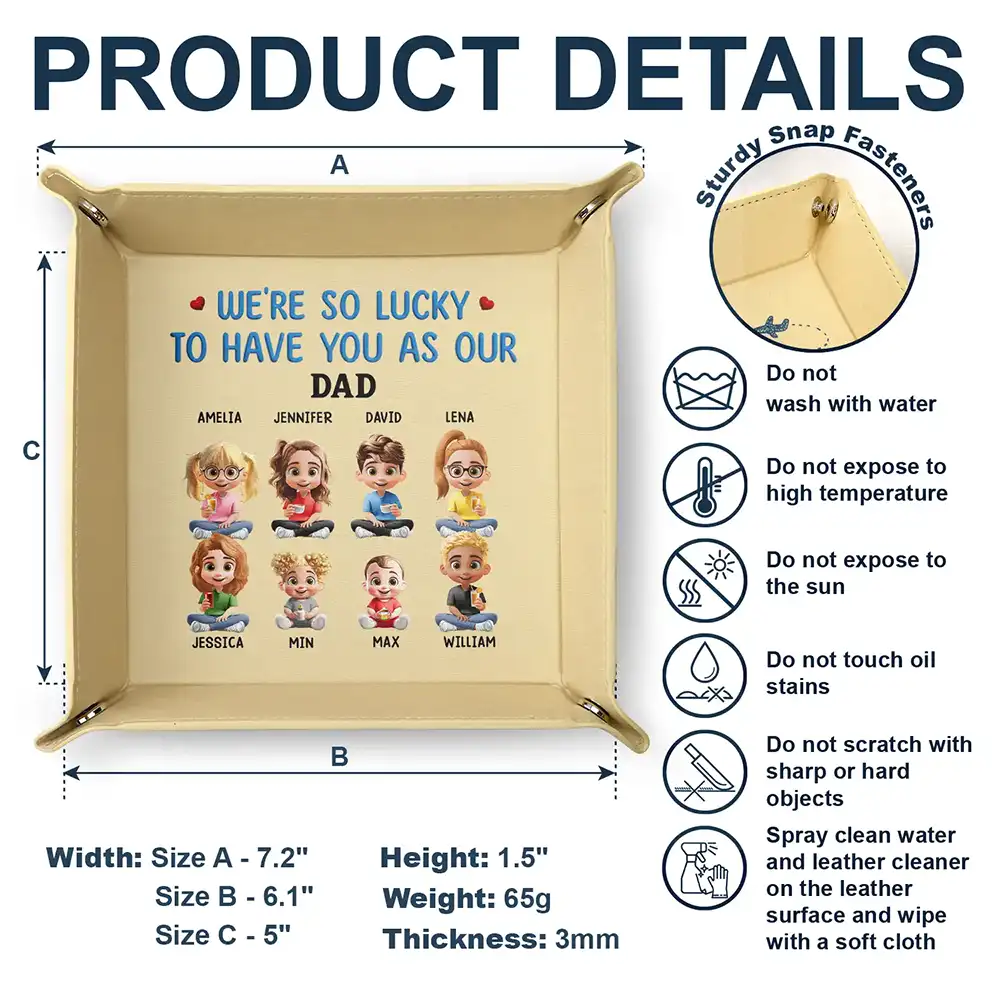 We Are So Lucky To Have You - Personalized Leather Valet Tray - Image 6