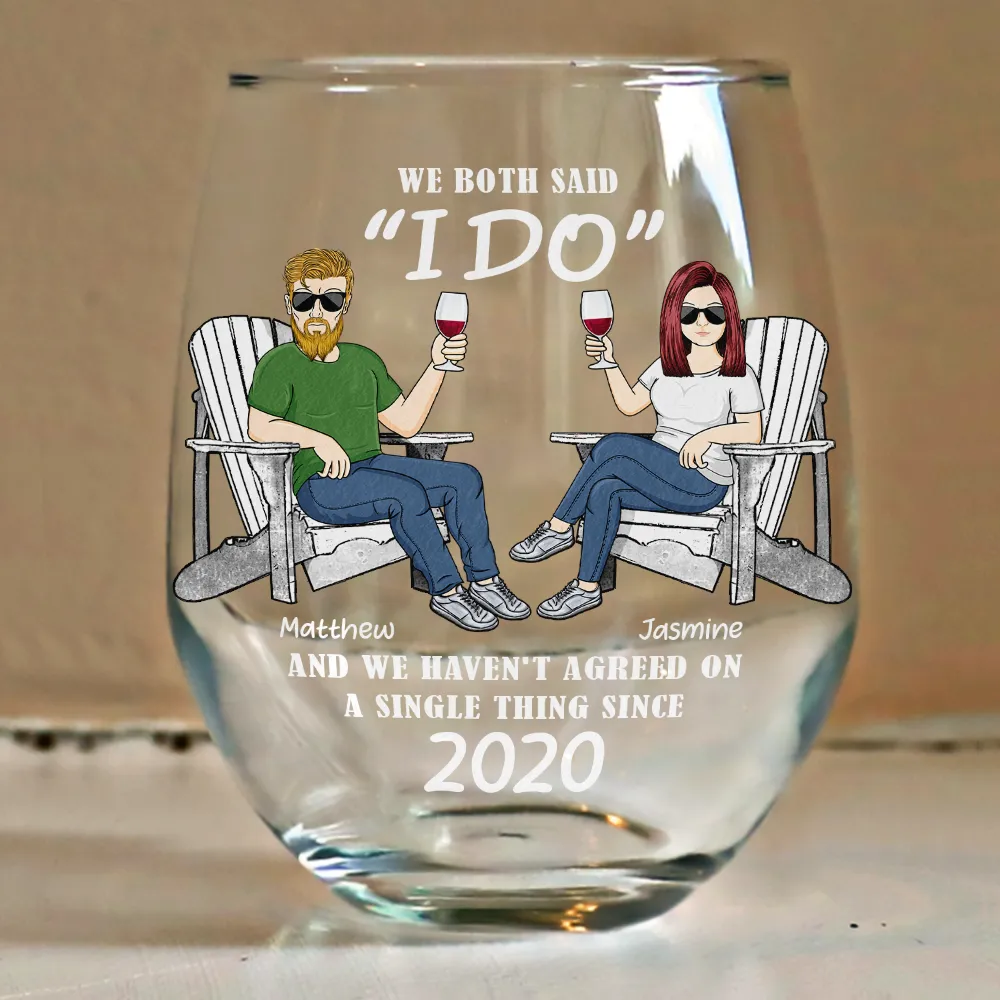 We Both Said I Do - Personalized Stemless Wine Glass - Image 4